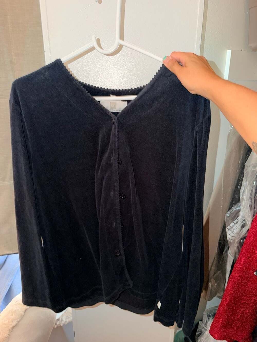 Kathie Lee Velvet Cardigan Black